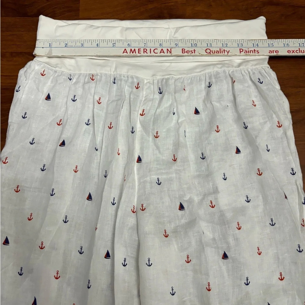 For Cynthia Beachwear 100% Linen Wide Leg Pants White Nautical Boho Size Medium - Picture 5 of 12